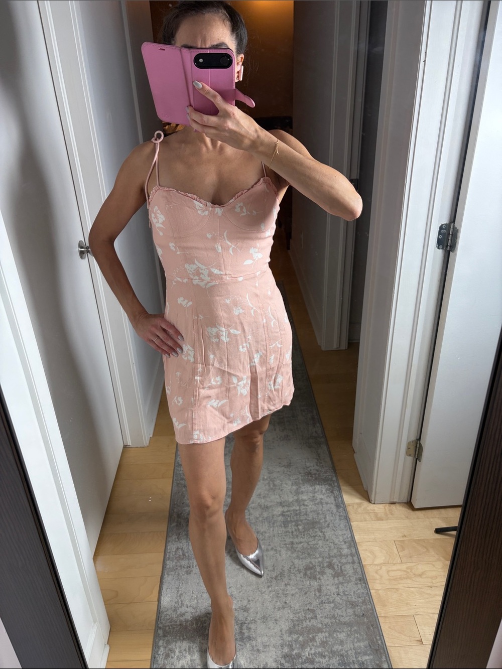 Wilfred Blush Pink Floral Tie-Shoulder Mini Dress
